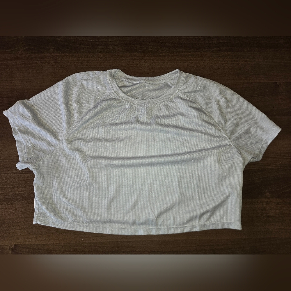 Halara Raglan Sleeve Cropped Waffle Tee - L - Frost Clear Haze